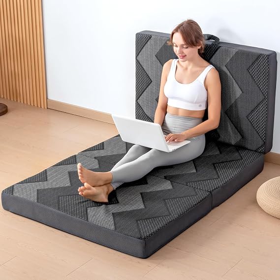 INGEROOM Foldable Mattress - Memory Foam Trifold Mattress with Portable Handle for Camping Travel Yoga
