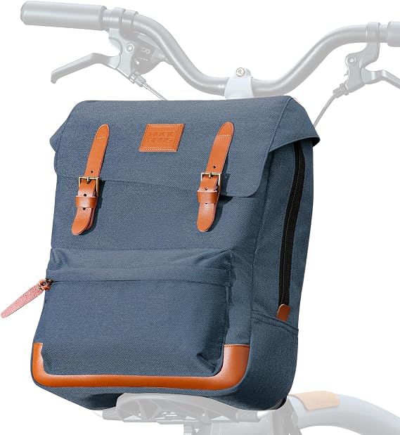 ROCKBROS Bike Handlebar Bag for Brompton, 8.3L Detachable Folding Bicycle Handlebar Bag, Convertible to Backpack with Laptop Sleeve, Cycling Bag for Commuting