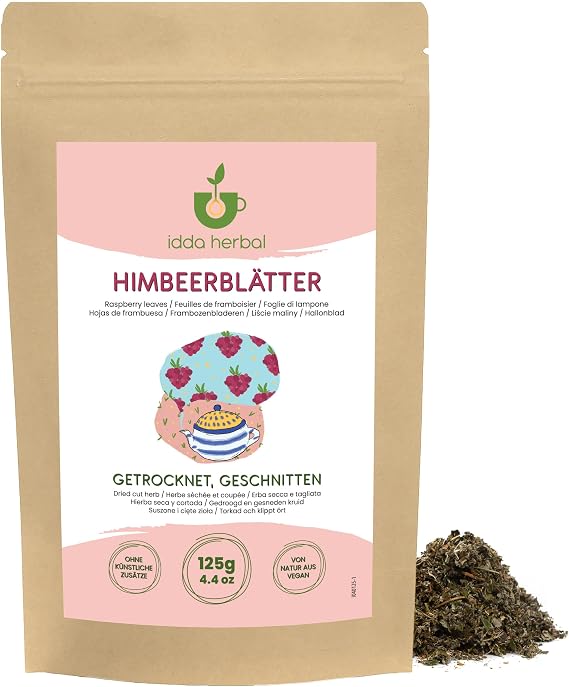 IDDA Herbal Raspberry Leaf Tea 125g 4.4 oz, Dried and Cut Raspberry Leaves for Herbal Infusions