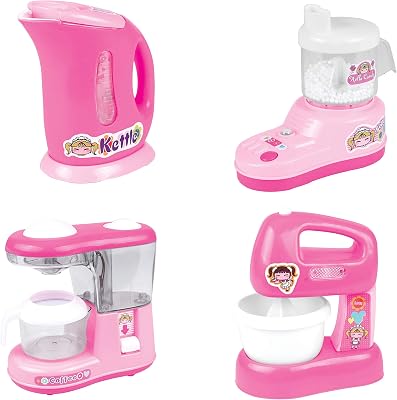 Kids Kitchen Toy Set, Mini Appliances, Includes Juicer, Mixer, Coffee Maker, Kettle, Ages 3