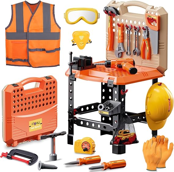 Magic4U Kids Tool Bench, Toddler Pretend Play Construction Toys for Age 3-8