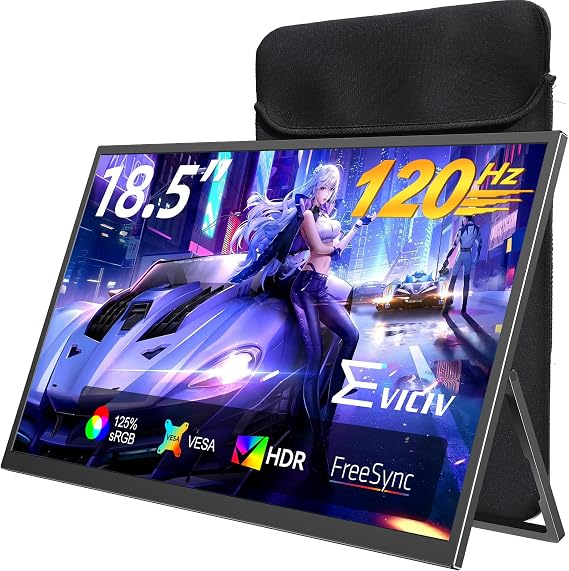 EVICIV Portable Monitor 18.5 120Hz, 125% sRGB FreeSync 1ms Gaming Monitor