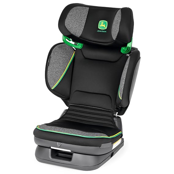 Peg Perego Viaggio Flex 120 Booster, 4D Total Adjust for Safety & Comfort, No Armrests, Compact Fold for Travel, 40-120 lbs, Made in Italy, John Deere (Black/Green) | 4D Total Adjust for Safety & Comfort, No Armrests, Compact Fold for Travel, 40-120 lbs, Made in Italy