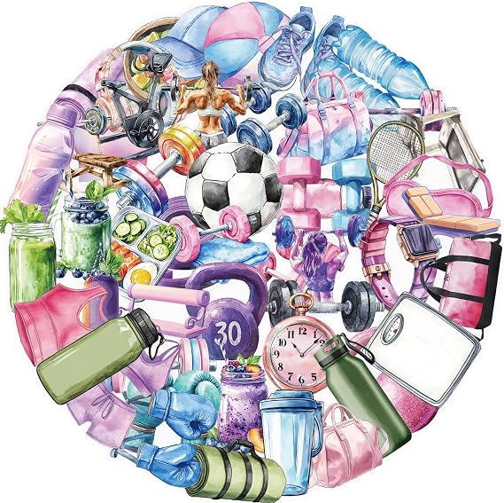 Fitness Stickers 50 Stück Aesthetic Graffiti Aufkleber für Scrapbook Journal Kindle MacBook Koffer Skateboard Kühlschrank Laptop Motorrad Fahrrad