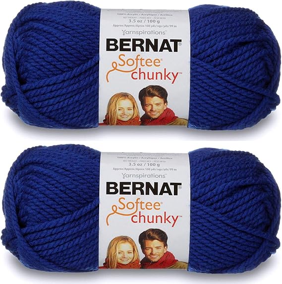 Bernat 2-Pack - Softee Chunky Yarn, Royal Blue, Single Ball