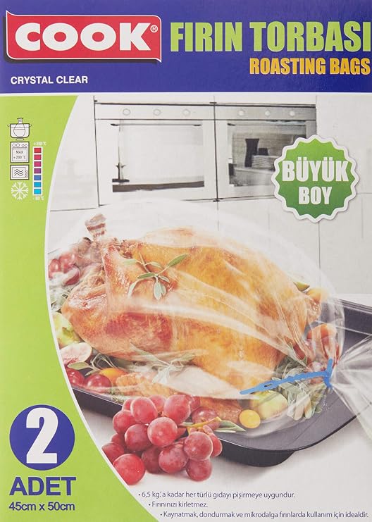 Cook Fırın Torbası, Hindi Boy, 45 x 50 cm, 2 Yaprak, Polyester Telli