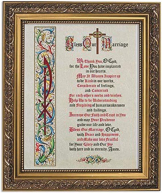 Gerffert Christian Wall Decor Ornate Gold Framed Artwork, 11 x 13-Inch, Bless Our Marriage