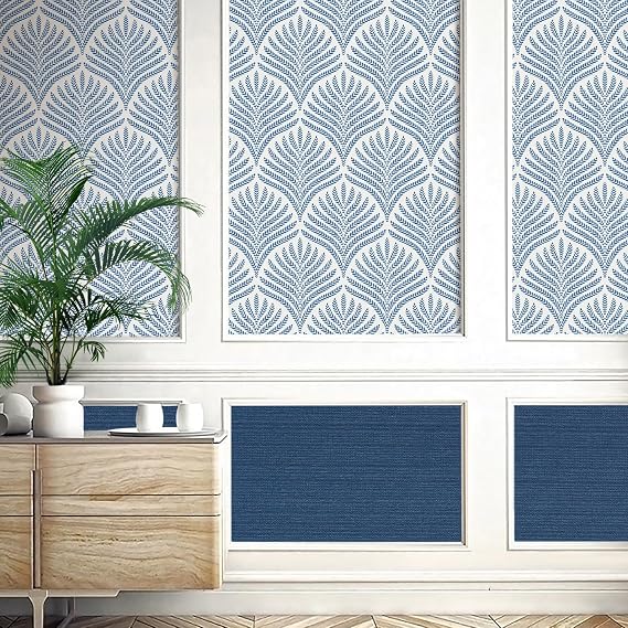 Cohoo Home Blue and White Peel and Stick Wallpaper Modern Navy 17.3197