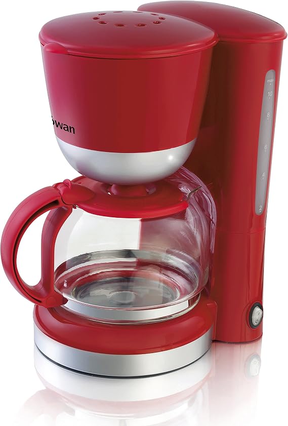 Swan SK18110REDN Freestanding Manual Coffee Maker (Freestanding, Drip Coffee Maker, 1.25 L, Red)