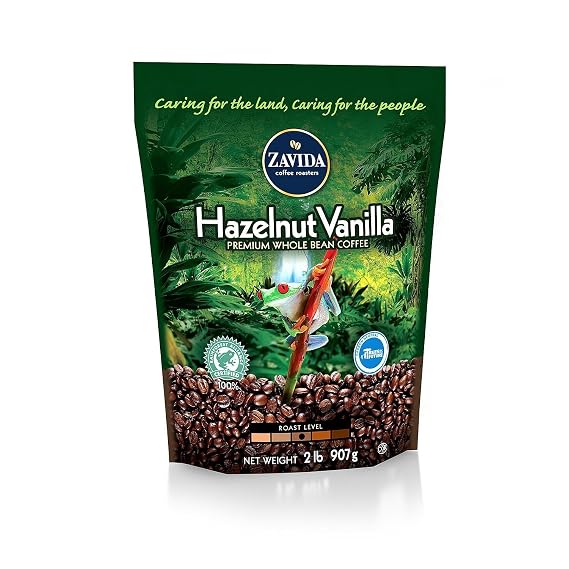 Zavida Coffee Hazelnut Vanilla Whole Bean - 2lb, Pack of 6
