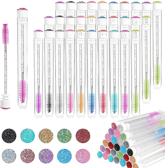 30 Pcs Eye Lash Brush, Mascara Spoolies Empty Mascara Tube and Wand, Eyelash Spoolies Eye Lash Brush, Suitable for Care Clean Eyes Lashs Combing Eyelashes Women Eyelash Brushes Spoolie