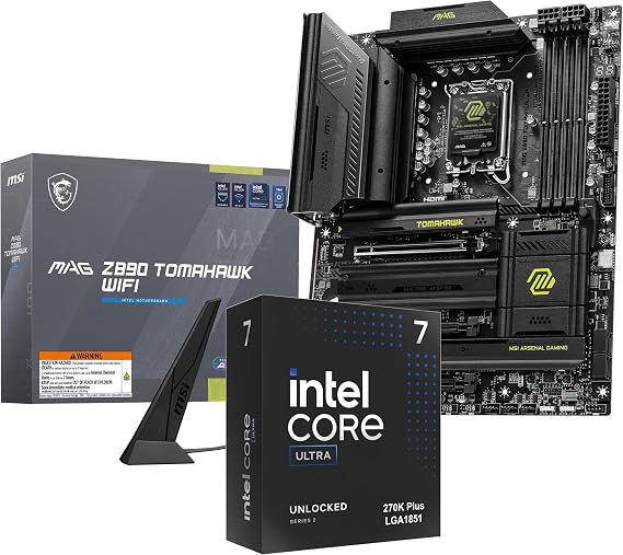 MICRO CENTER CPU Motherboard Combo -Intel Core Ultra 7 270K Plus 24 cores up to 5.5 GHz Desktop Processor with Msi MAG Z890 Tomahawk WiFi Gaming LGA 1851 ATX Motherboard