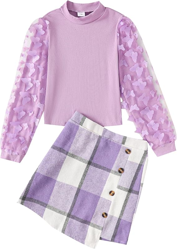 YOURUIKEY Girl Skirt Sets Fall Winter Outfits Cute 2 Piece Clothes Set