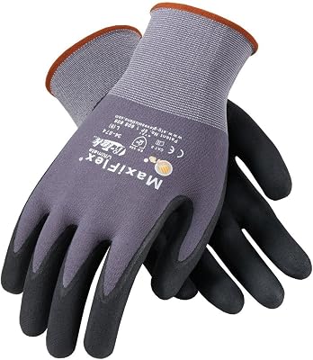 MaxiFlex 34-874 Gloves Seamless Knit Nylon Gloves with Nitrile Coated Micro-Foam Include Grip on Palm and Fingers, Medium, Grey