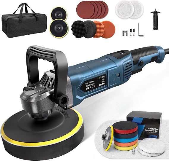 Buffer Polisher + 9Pcs Buffing Polishing Pads Kit