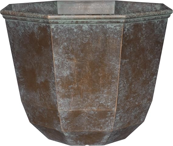 GROWSCAPE Shaina Planting Pots - Lightweight Indoor & Outdoor Plant Pots - UV-Resistant Resin Flower Pots - Pot Planters for Flowers & Herbs (15 Weathered Copper)