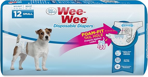 Four Paws Wee-Wee Disposable Dog Diapers, Small, 12 Count