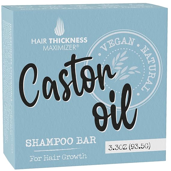 Castor Oil Shampoo Bar for Hair Growth. Eco-Friendly, No Harsh Chemicals, Color Safe, pH Balanced. Solid Shampoo Bar Equal to 3 Liquid Bottles. Zero Plastic, USA Made, Strengthening & Dry Hair Relief