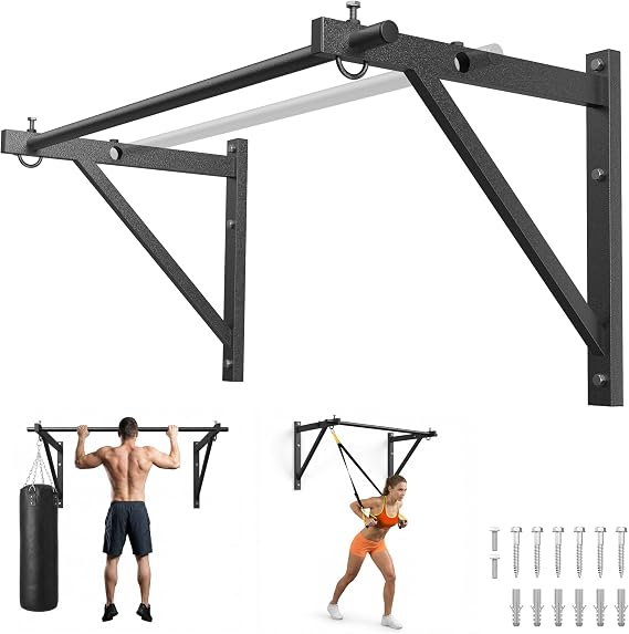 HANDBODE Wall Mounted Pull Up Bar for Doorway, 52''/36'' Chin Up Bar