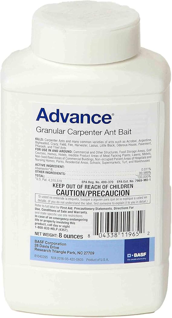 BASF Advance Carpenter Ant Bait Granules, Ready to Use Indoor or Outdoor, Attracts and Controls Ants, 8 oz