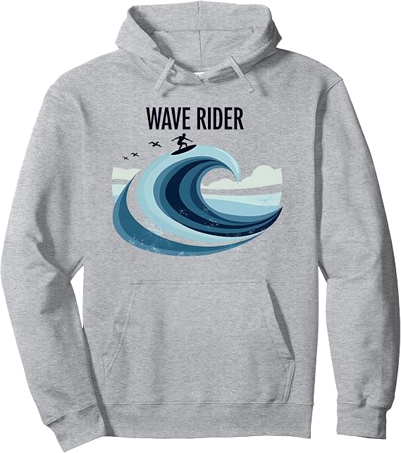 Wave Rider Surfer Ocean Beach Graphic Design Pullover Hoodie