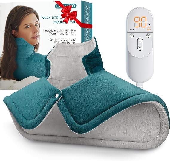 Heating Pad for Neck Shoulders Back, Upgraded PTC+NTC Even Heating, Versatile Electric Heated Neck Wrap for Full-Body Relax, Birthday Gifts for Women Men Mom Dad Wife Husband, ETL Safety Certified