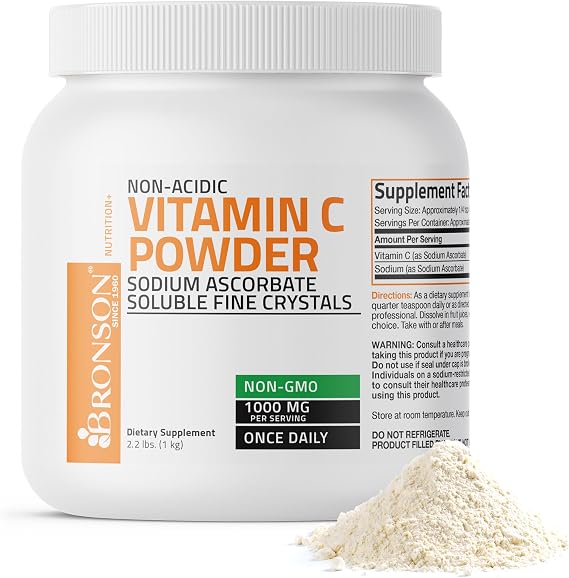 Bronson Vitamin C Powder, Non-Acidic Sodium Ascorbate, 2.2 lb (1 kg)