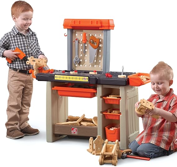 Step2 Handyman Kids Workbench - Over 30 Toys Accessories Interactive Realistic Pretend Play - Indoor/Outdoor Tool Bench for Kids - Dimensions 35.4" H x 36.4" W x 13" D