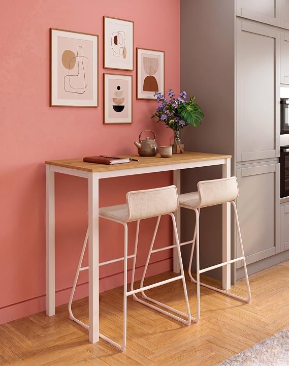 Bar Masası Meşe Tablalı 116x45x92cm – Mutfak Masası & Kahve Köşesi Masası