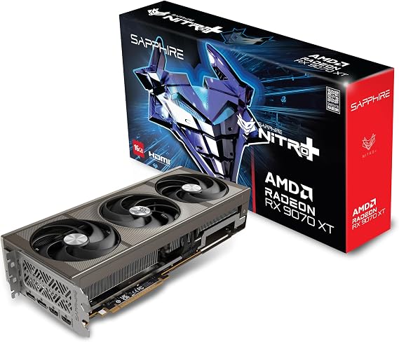Sapphire 11348-01-20G Nitro+ AMD Radeon RX 9070 XT Gaming OC Graphics Card 16GB GDDR6 AMD RDNA 4