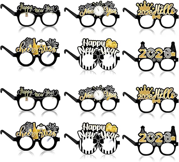 12 Pack 2026 Happy New Years Eve Glasses,New Years Eve Party Supplies,Happy New Years Glasses, Happy New Year Decorations