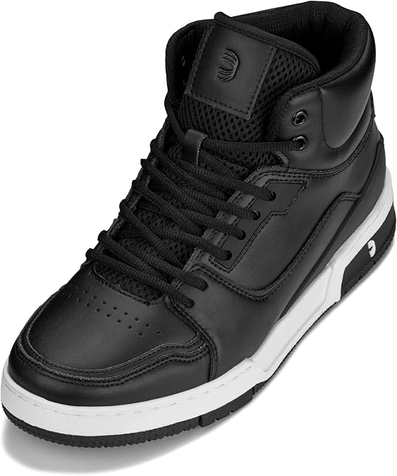 CALTO Men's Invisible Height Increasing Elevator Shoes - Lace-up Sporty High Top Sneakers - 3 Inches Taller
