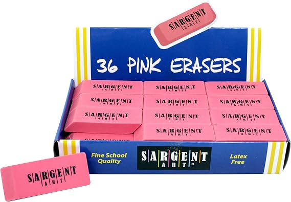 Sargent Art Large Pink Erasers, 36 per Pack