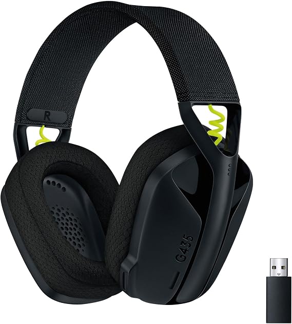 Logitech G435 Lightspeed and Bluetooth Wireless Gaming Headset - Lightweight Over-Ear Headphones, Built-in mics, 18h Battery, Compatible with Dolby Atmos, PC, Mobile - Black, Pack of 4