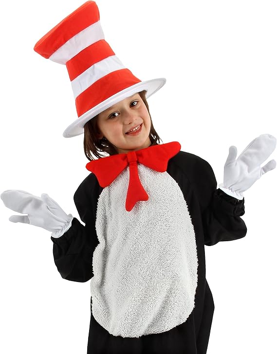 Dr. Seuss Cat in the Hat Costume Accessory Kit with Gloves and Bowtie for Kids
