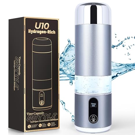 Hydrogen Water Bottle,Up to 6000 PPB,Advanced SPE/PEM Technology Generator,8oz Rechargeable Portable Bottle with LED Display