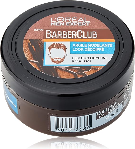 L'Oréal Men Expert BarberClub Modelling Clay for Decreased Look - Medium Fixation & Matte Effect - 75ml