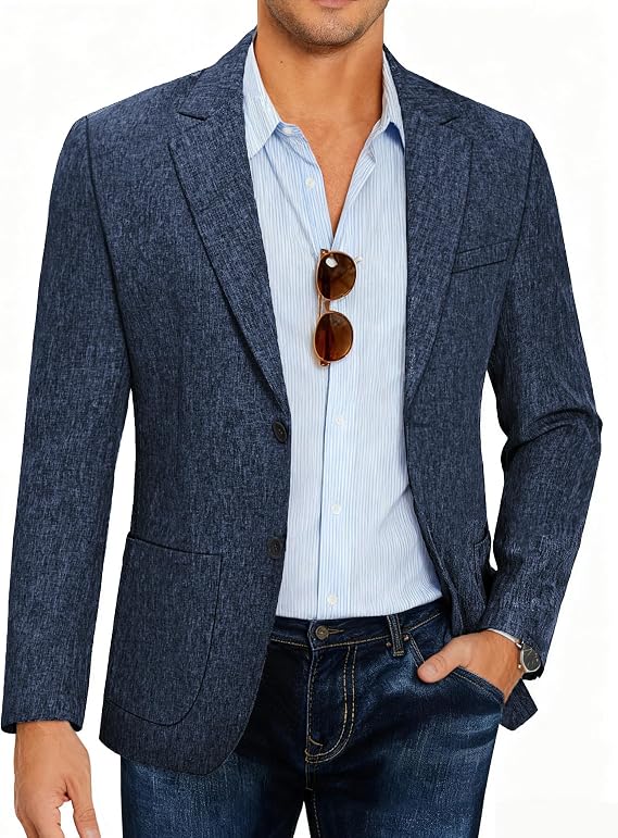 COOFANDY Mens Blazer Casual Slim Fit Sport Coats Linen Texture Sport Jacket | Ligtweight Blazers, Two Button Suit Jacket, All Seaon, Ideal for Casual Daily Wear, Business, Wedding, Graduation