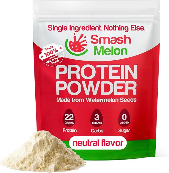 Watermelon Seed Protein Powder Single Serving Pack Single Ingredient and Unflavored, Cold-Pressed, 22g of Plant-Based Protein per Serving - Shake or Bake with it