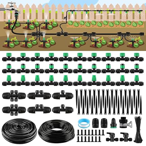 Kalolary 133FT Drip Irrigation System, Garden Watering System