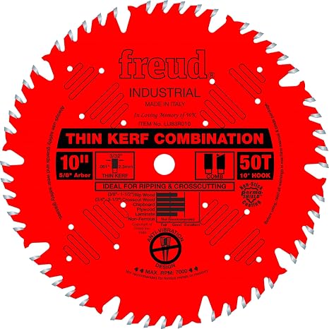 Freud LU83R010 Industrial 10-in 50T Thin Kerf Combination Saw Blade