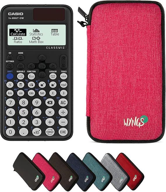 Casio fx-85GT CW including a WYNGS protective case in Pink - Basic Set