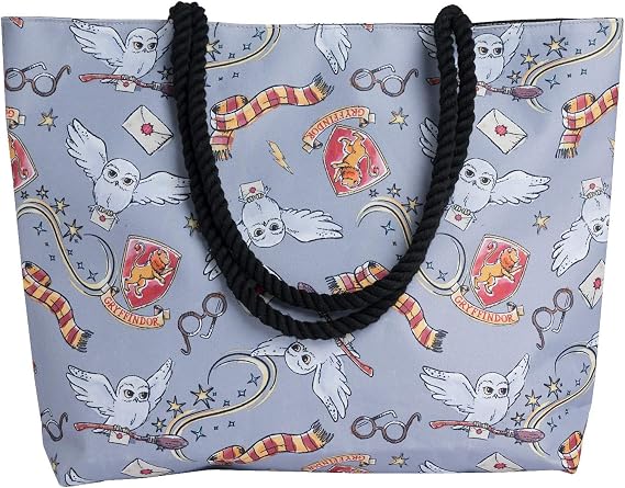 Harry Potter Tote Travel Bag Gryffindor Hedwig All Over Print Grey