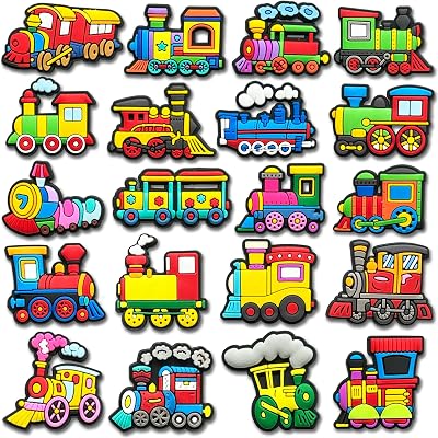 20Pcs Trains Shoe Decoration Charms for Croc Clog, Train Charms Accessories for Adults