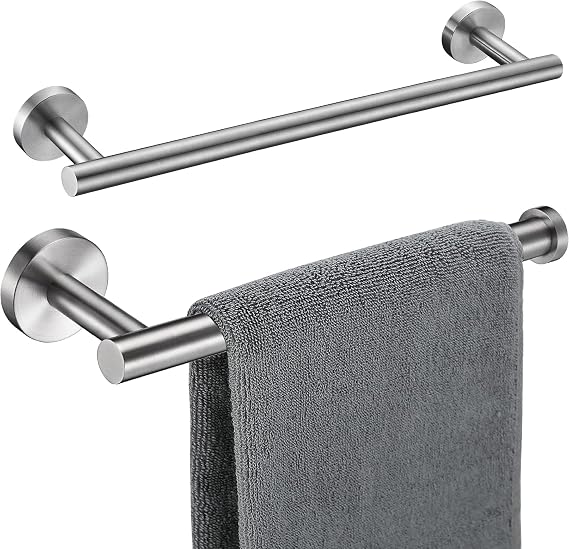 Brushed Nickel Bathroom Hardware Set 2 Pieces SUS304 Stainless Steel Round Wall Mounted Set Including Towel Bar, Hand Towel Holder,Bathroom Accessories Kit