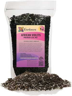 Gardenera Premium African Violets and Gesneriad Soil Mix - 1 Quart - Horticultural Perlite, Vermiculite, and Sphagnum Peat Moss