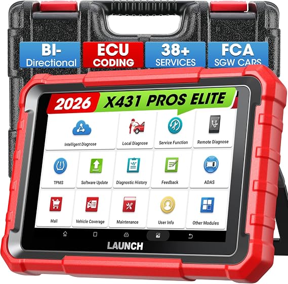 Launch X431 Scanner PROS Elite 2026 New Bidirectional Scan Tool, ECU Coding | 38+ Services, All-in-One Full System Diagnostic Scanner, Support CANFD&DoIP, FCA AutoAuth, V.A.G Guided, 2 Years Free Update