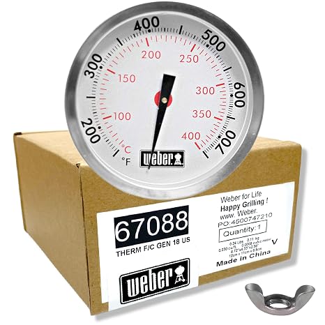 Weber Replacement Thermometer 67088, Center Mount, 2-3/8" Diameter