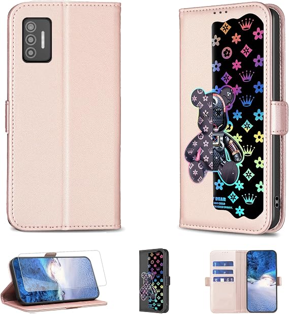 Case Compatible for Punkt. Mc02 Phone Case Flip Stand Cover [with Tempered Glass Screen Protector] JXX-Pink