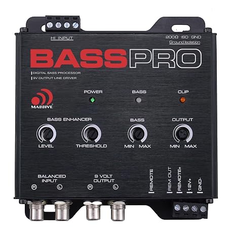 Massive Audio BassPro OEM Digital Bass Restoration Processor | Car Audio Bass Enhancer with Remote Control for Factory & Aftermarket Amplifiers